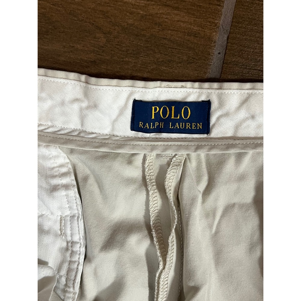 Polo Ralph Lauren Mens Chino Shorts Tan Size 38 Cotton Flat Front Pony Logo - Picture 6 of 9